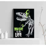 Music is my life - Cute poster with a dinosaur