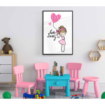 Liten flicka med hjärtformade ballonger - Barnposter