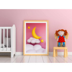 Klassisk & stilren barntavla - Måne & stjärnor