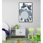 Simple kids room poster - Illustration of a cute raccoon
