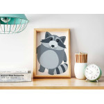 Simple kids room poster - Illustration of a cute raccoon