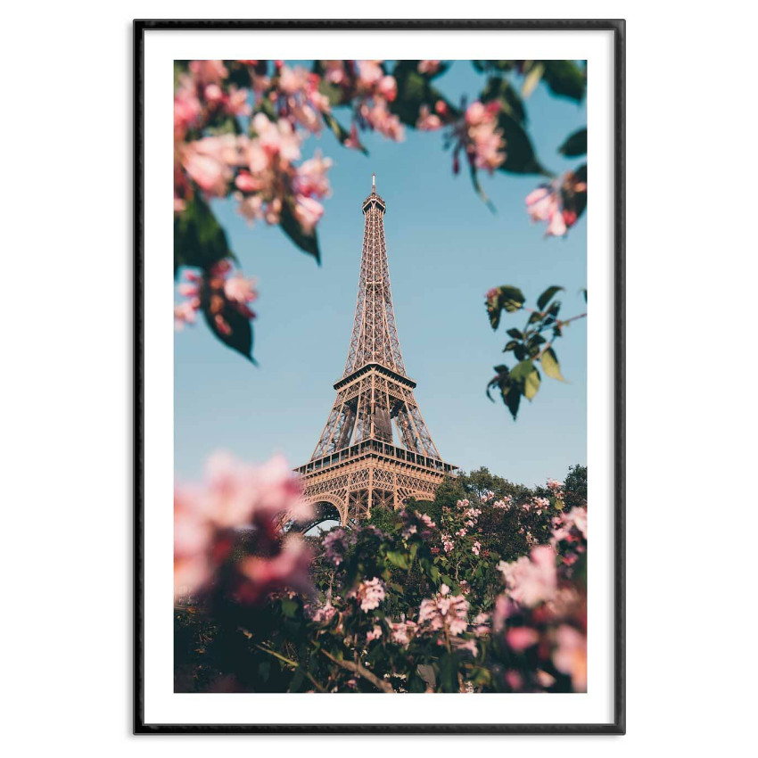Eiffel Tower in Paris - Simple pink poster
