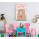 Söt Nallebjörn med hjärtan - Personlig barntavla