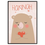 Söt Nallebjörn med hjärtan - Personlig barntavla