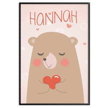 Söt Nallebjörn med hjärtan - Personlig barntavla