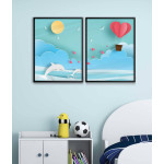 Dolphins, hearts and clouds - Kids room poster