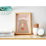 Söt Nallebjörn med hjärtan - Personlig barntavla