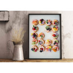 Färgglad poster med motiv av donuts