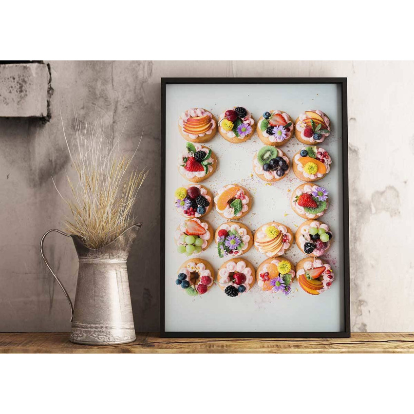 Färgglad poster med motiv av donuts