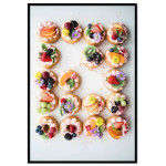 Färgglad poster med motiv av donuts