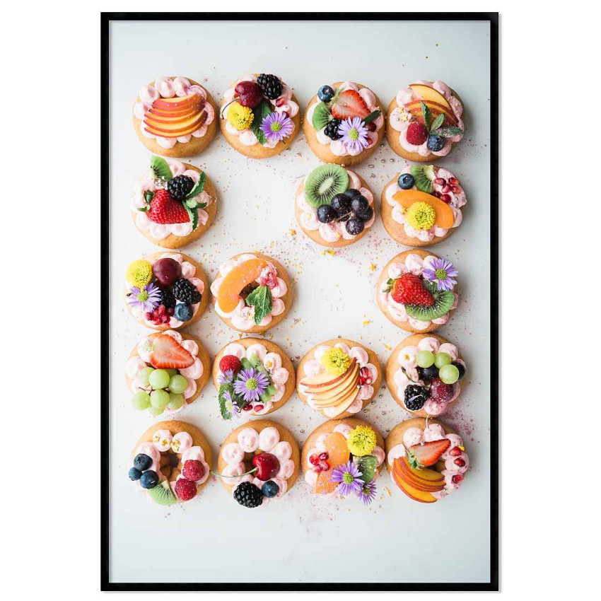 Färgglad poster med motiv av donuts