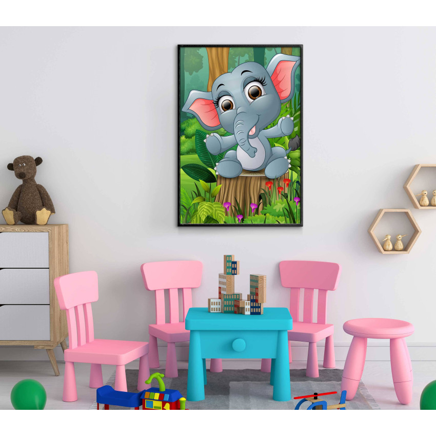 Kids poster with cartoon elephant illustration