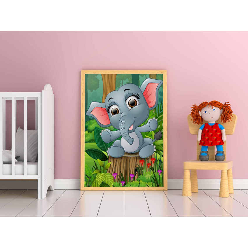 Kids poster with cartoon elephant illustration