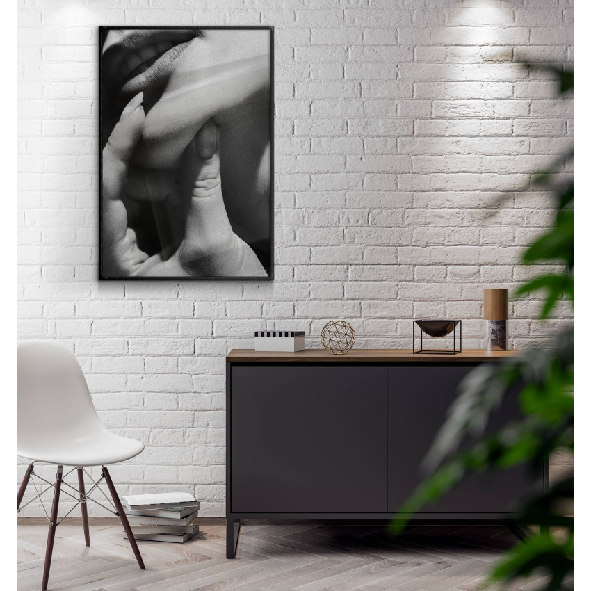 Black and white poster with lips