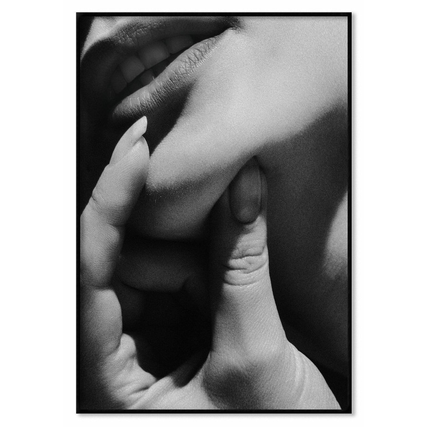Black and white poster with lips