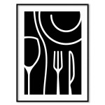 Kitchen poster - Fork, knife and plate A3