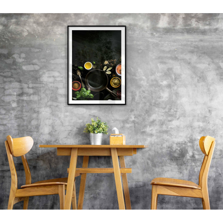 Trendig kökstavla - Stekpanna, grönsaker och kryddor