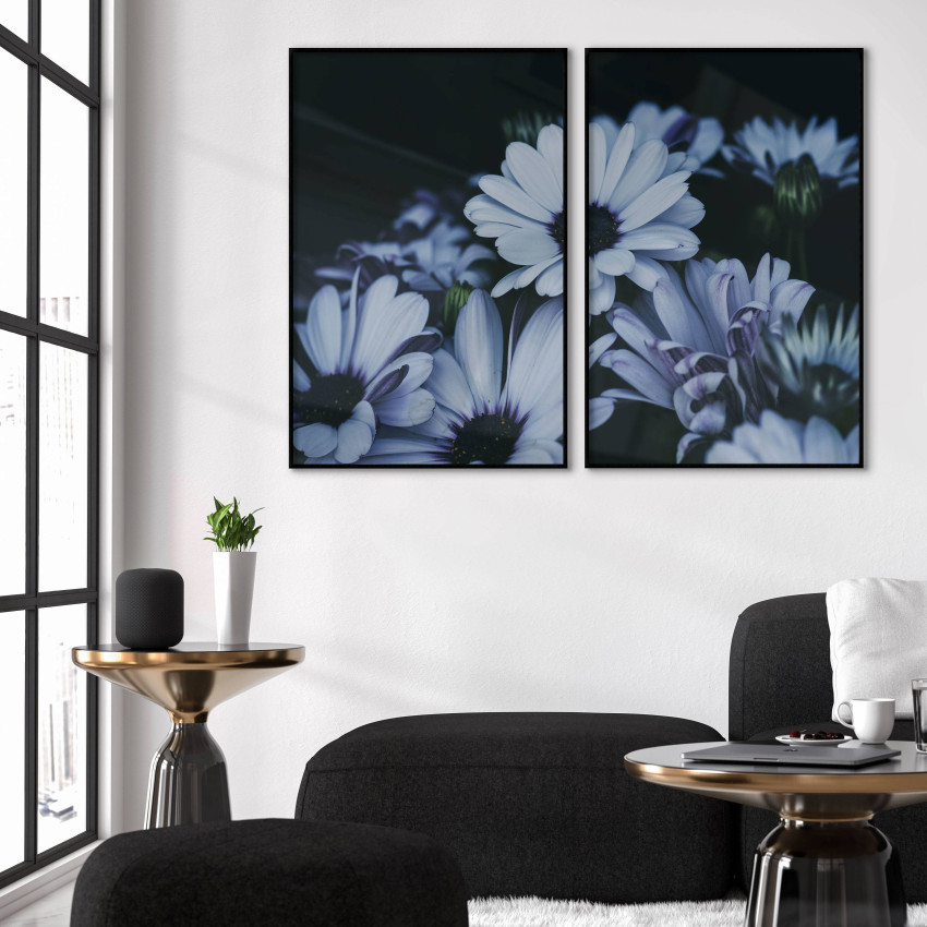 Blå blommor - Vacker tavla i två delar