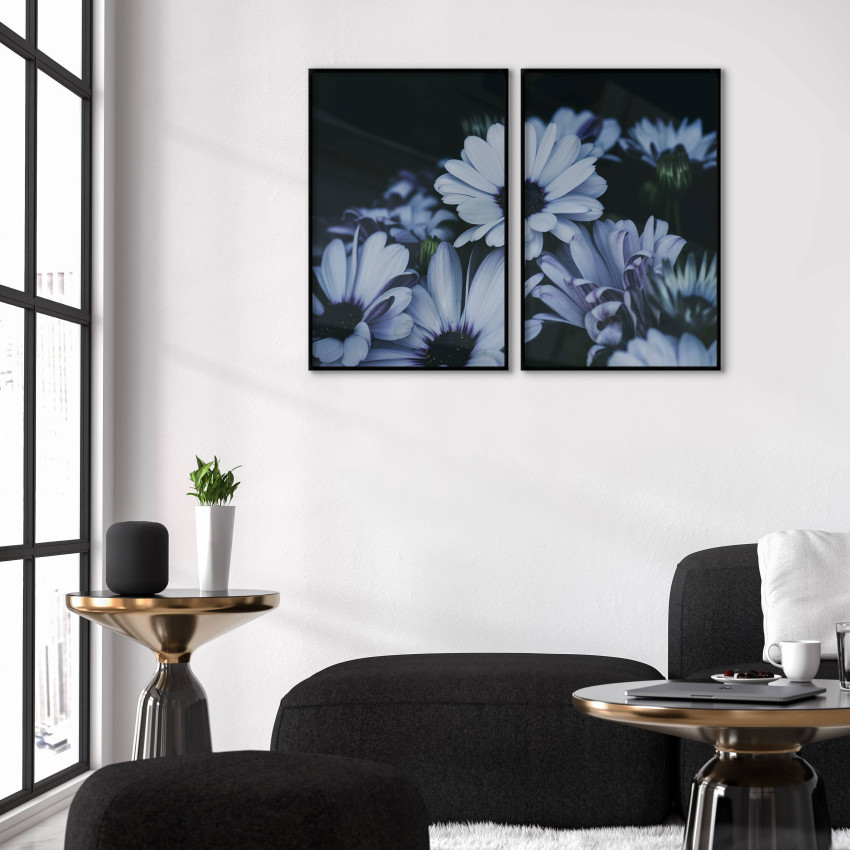 Blå blommor - Vacker tavla i två delar