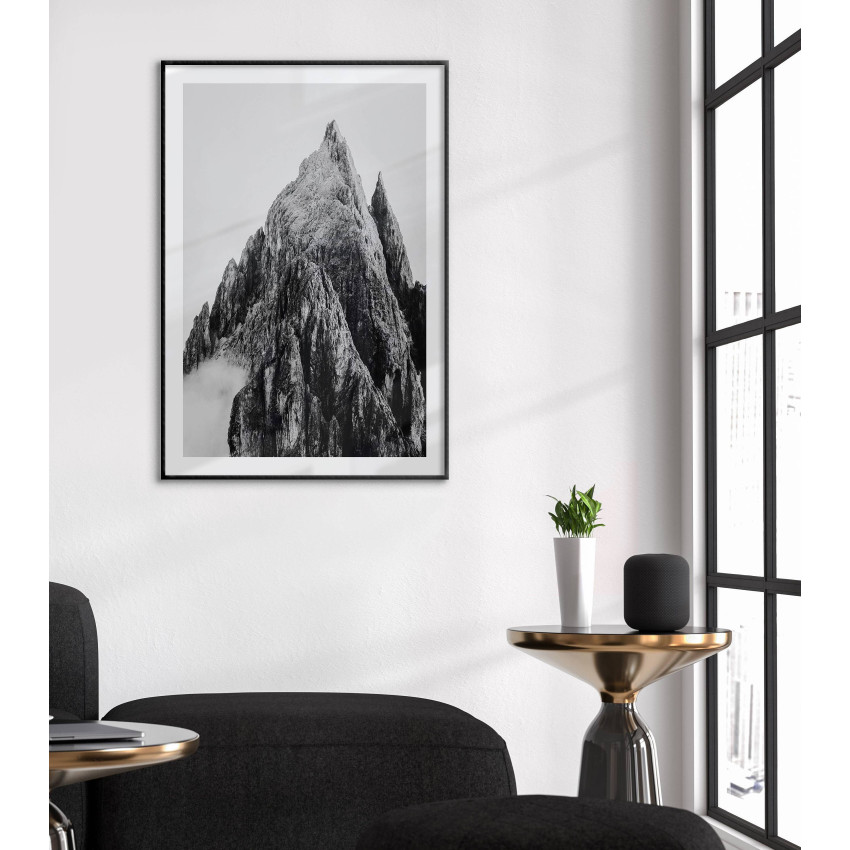 Spetsig bergstopp - Enkel svartvit poster