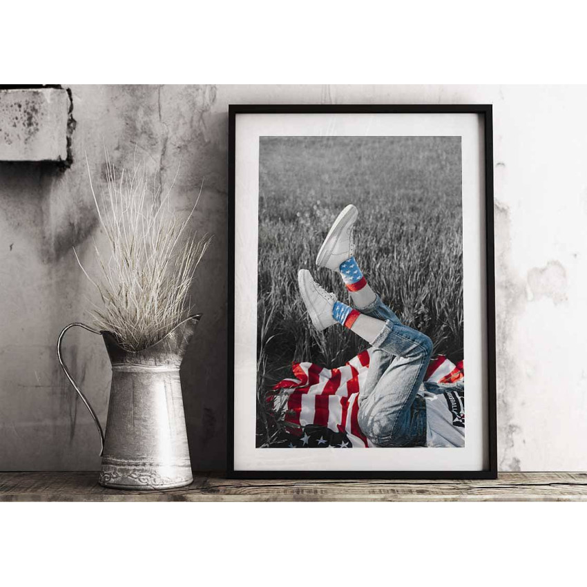 Woman and USA flags - Fashion poster