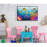 Tecknade fiskar - Färgglatt akvarium barntavla