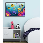 Tecknade fiskar - Färgglatt akvarium barntavla