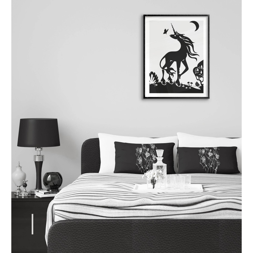 Enkel illustration av en Unicorn - Svartvit poster