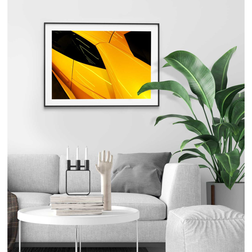 Gul Lamborghini - Abstrakt sportbil poster