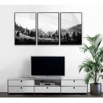 Berg och fjäll - Svartvit tavla i tre delar