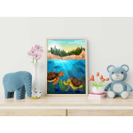 Söta & tecknade sköldpaddor - Färgglad barntavla