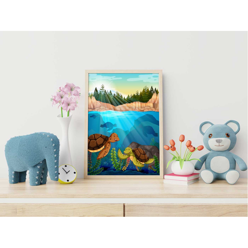 Söta & tecknade sköldpaddor - Färgglad barntavla