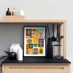 Kaffekoppar & texter - Retro kökstavla