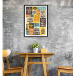 Kaffekoppar & texter - Retro kökstavla