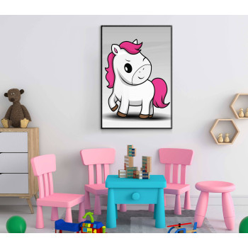 Vit häst med flirt - Barntavla