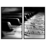 Piano och noter - Svartvit musiktavla