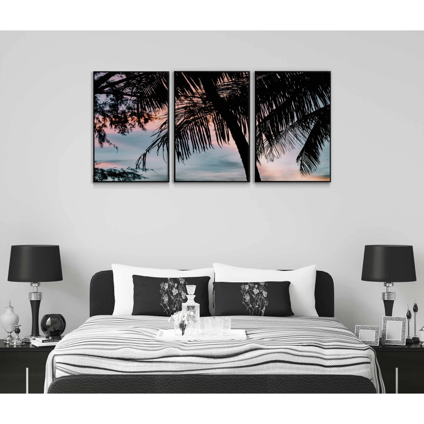 Exotic palm trees silhouette - Three piece poster