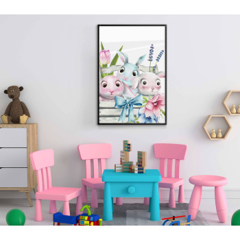 Söta kaniner i vattenfärg - Barntavla