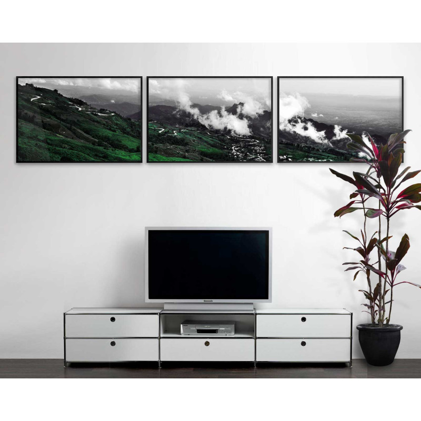 Naturlandskap i grönska - Stor tredelad tavla