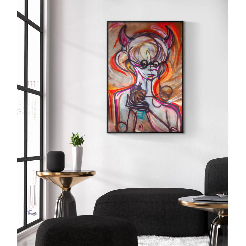 Modern konst kvinna - Färgglad graffiti poster