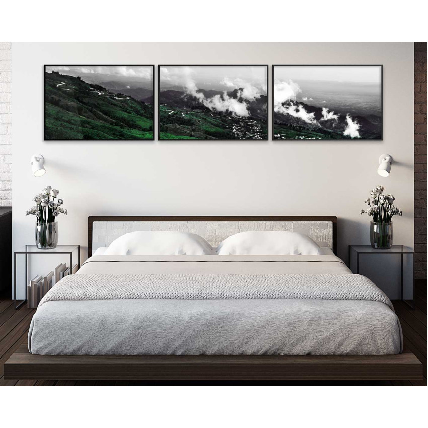 Naturlandskap i grönska - Stor tredelad tavla