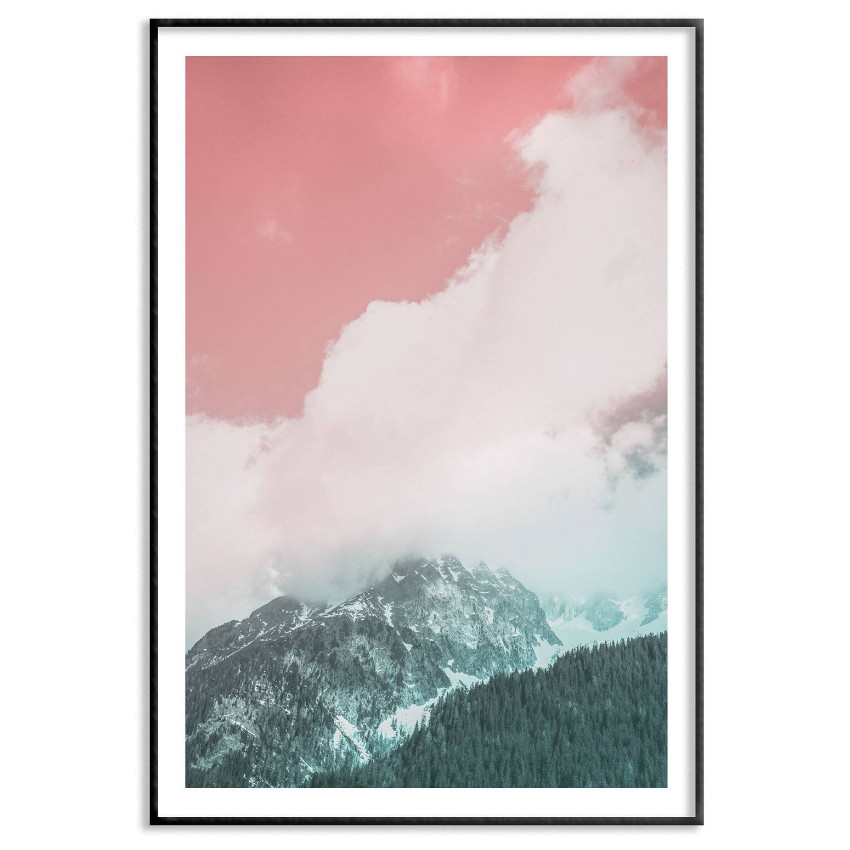 Berg och dal - Poster i rosa och turkos