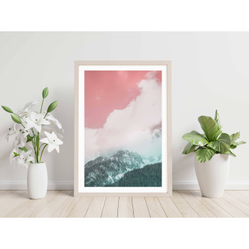 Berg och dal - Poster i rosa och turkos