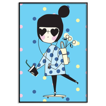 Tuff flicka - Cool & illustrerad barntavla