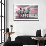 Horses by the water - Pink poster