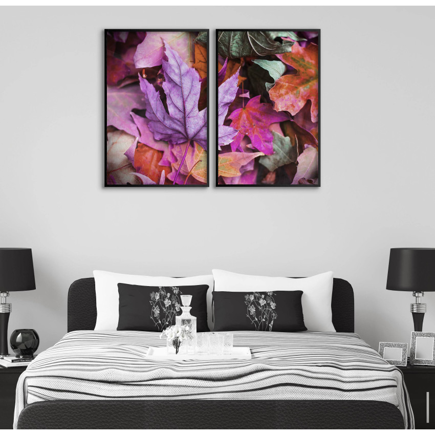 Pink and purple autumn leaves posters