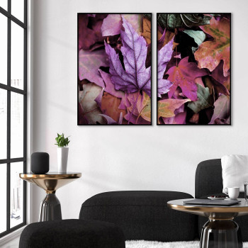 Pink and purple autumn leaves posters