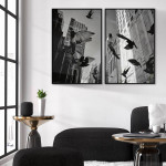 City and birds - Black and white poster