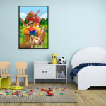 Glad bonde - Färgglad tecknad barntavla