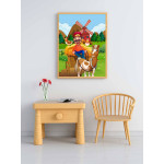 Glad bonde - Färgglad tecknad barntavla